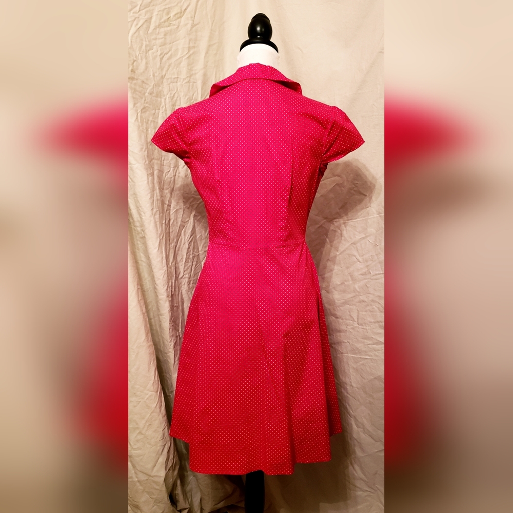 Ruby Rox Red 2-Button Retro Pin-Up Midi Dress - Picture 14 of 14